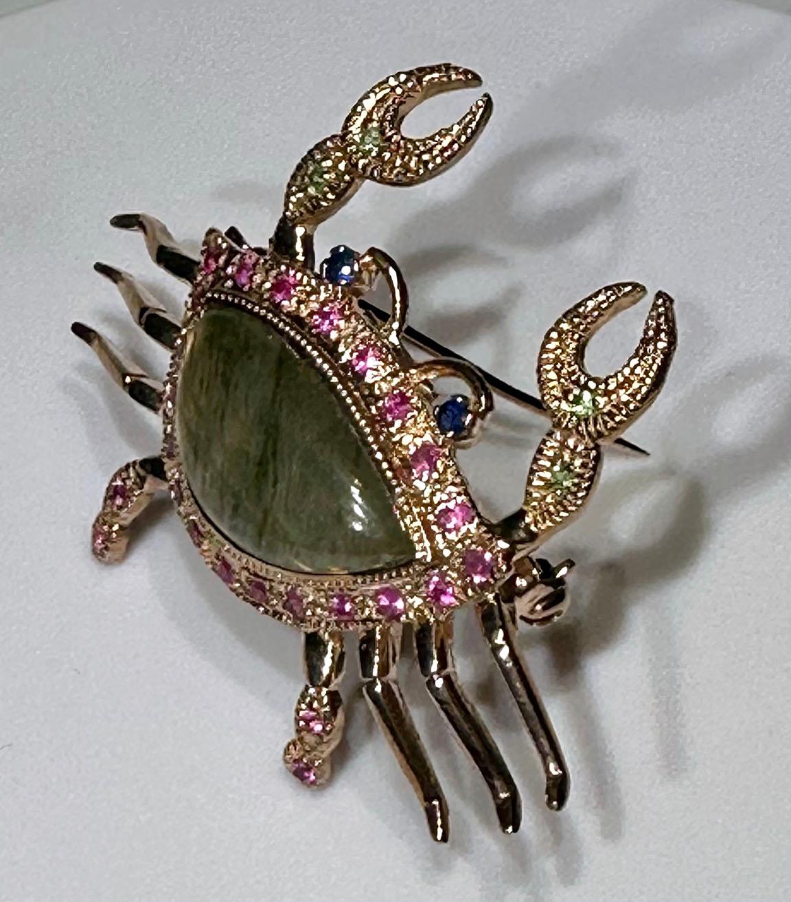 Rose Gold Plated Silver Crab Brooch/Pendant  10