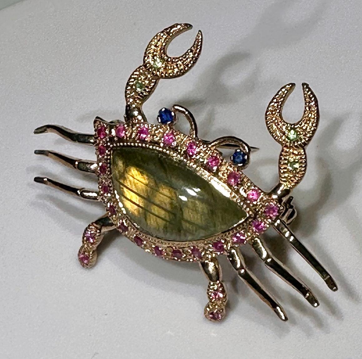 Rose Gold Plated Silver Crab Brooch/Pendant  11