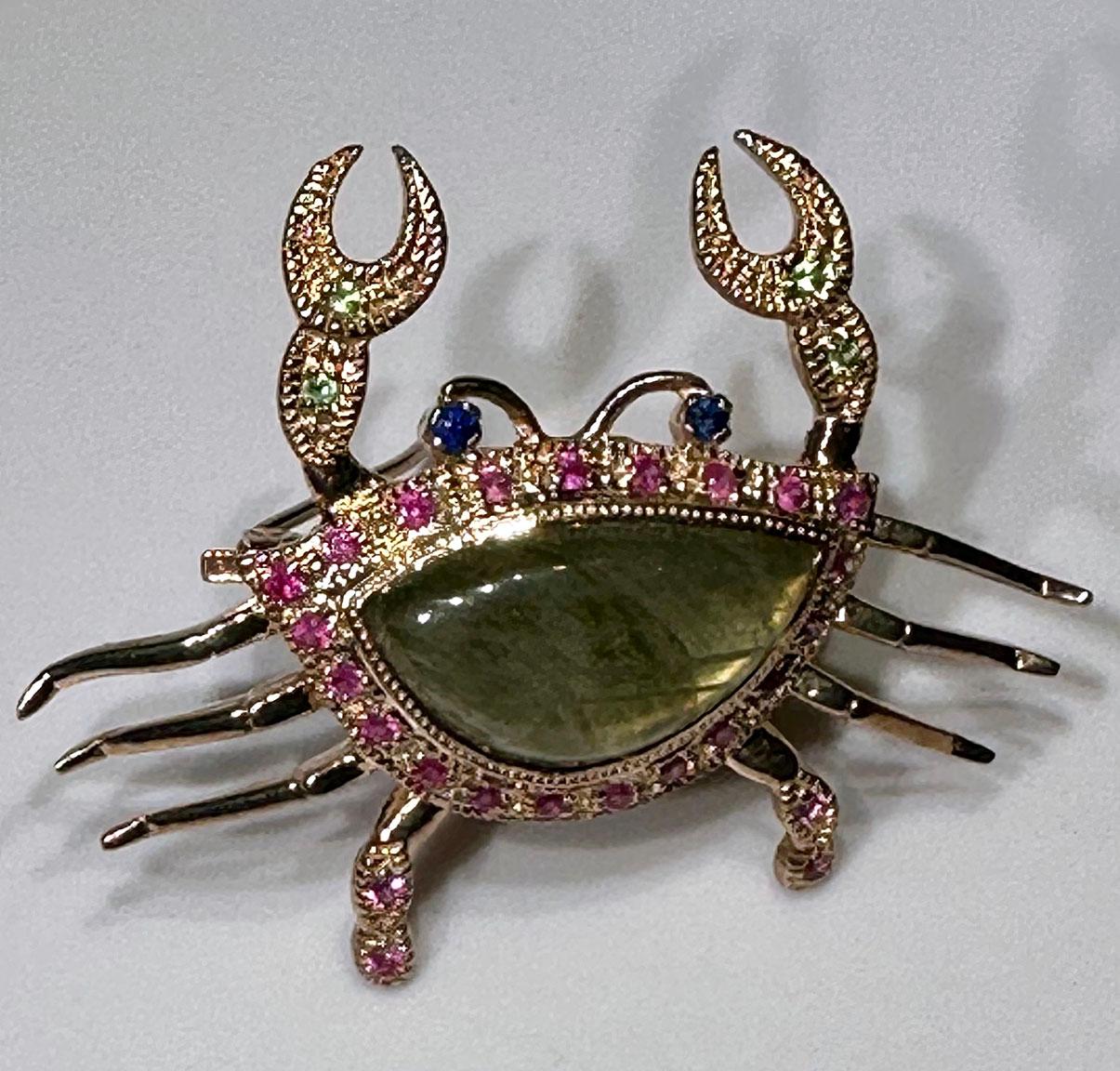 Rose Gold Plated Silver Crab Brooch/Pendant  12