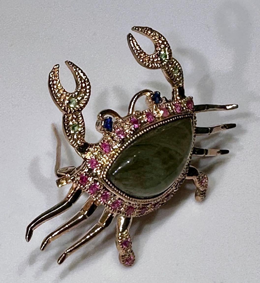 Rose Gold Plated Silver Crab Brooch/Pendant  13