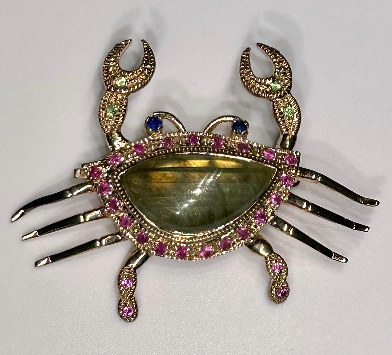 Rose Gold Plated Silver Crab Brooch/Pendant  In New Condition In Seattle, WA
