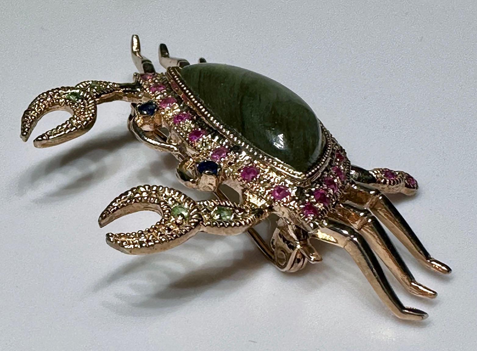 Rose Gold Plated Silver Crab Brooch/Pendant  1