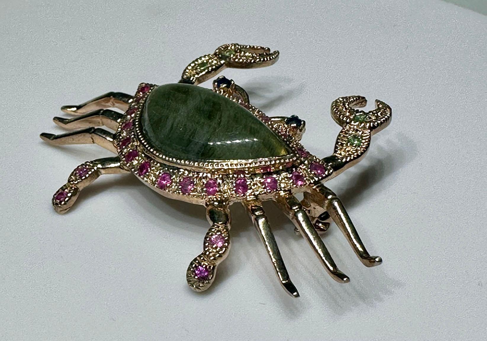 Rose Gold Plated Silver Crab Brooch/Pendant  2