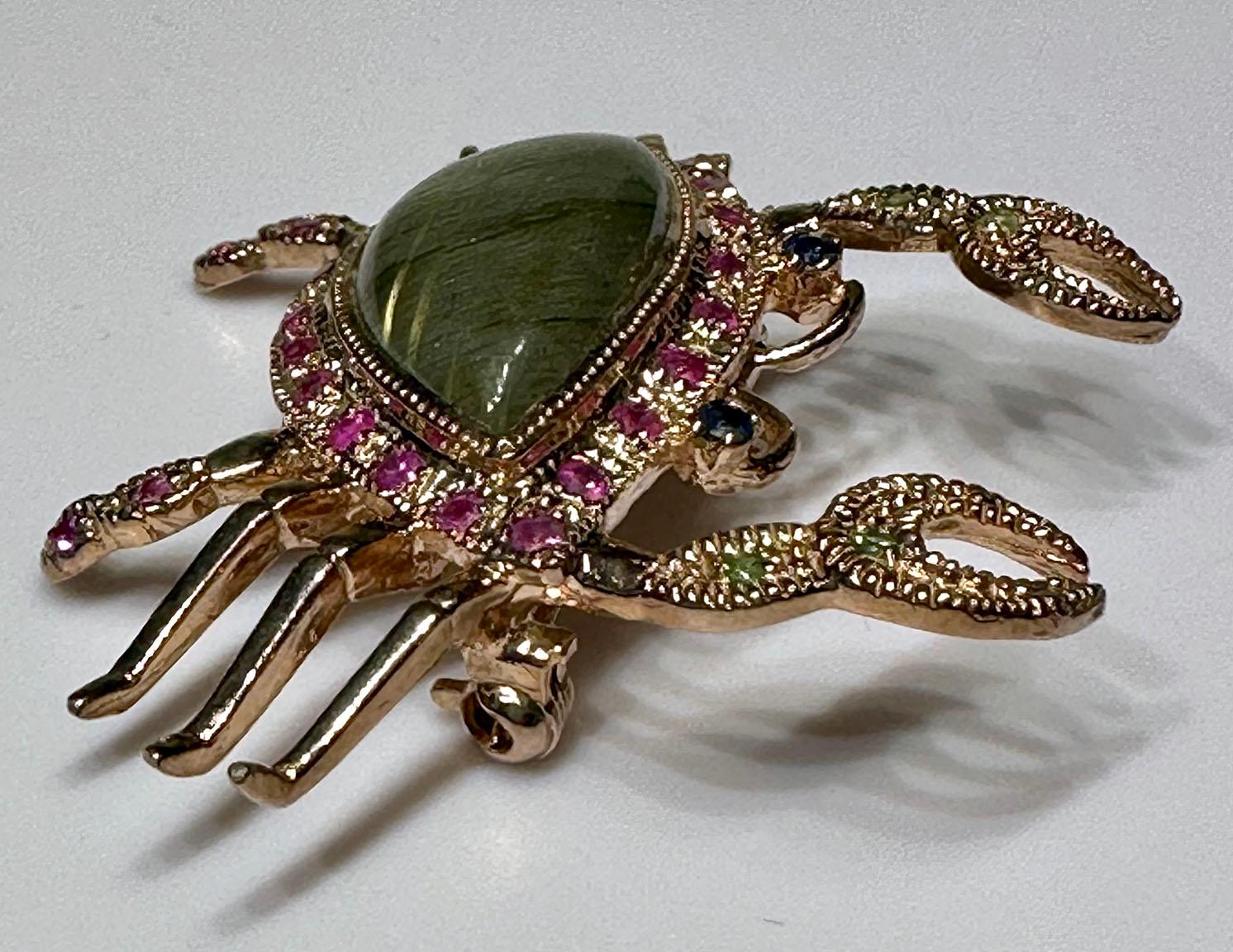 Rose Gold Plated Silver Crab Brooch/Pendant  3
