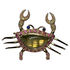 Rose Gold Plated Silver Crab Brooch/Pendant 
