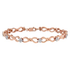 Bracelet tennis à maillons Infinity en argent sterling plaqué or rose et diamants de 1/2 carat