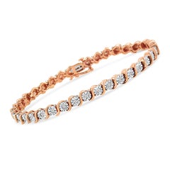 Roségold vergoldetes Sterlingsilber 1/4 Karat Diamant ""S"" Glieder-Tennisarmband