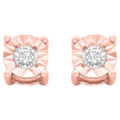 Ohrstecker aus Roségold und versilbertem Sterlingsilber mit 1/5 Karat Diamanten im Rundschliff