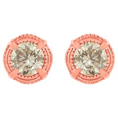 Clous d'oreilles en argent sterling plaqué or rose avec diamants de 1,0 carat
