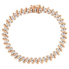 Rose Gold Plated Sterling Silver 2.0 Carat Diamond S Link Tennis Bracelet