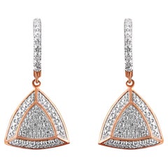Rose Gold Plated Sterling Silver Diamond-Accent 4-Stone Dangle Earrings