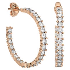 Rose Gold Plated Sterling Silver Moissanite C-Hoop Earrings Gift for Women