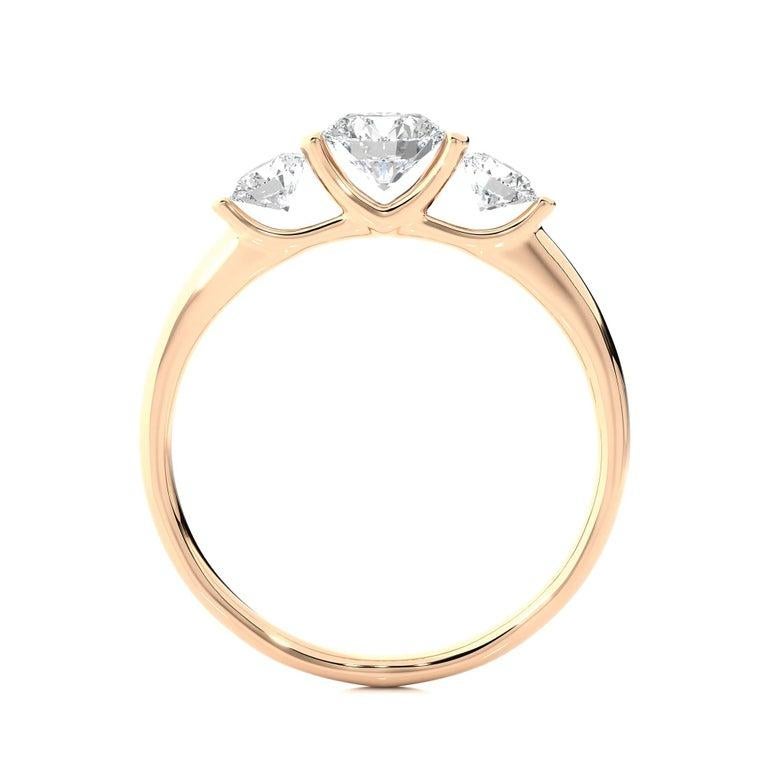 For Sale:  Rose Gold Plated Sterling Silver Moissanite Three Stone Ring Gift for Mom Gift 3