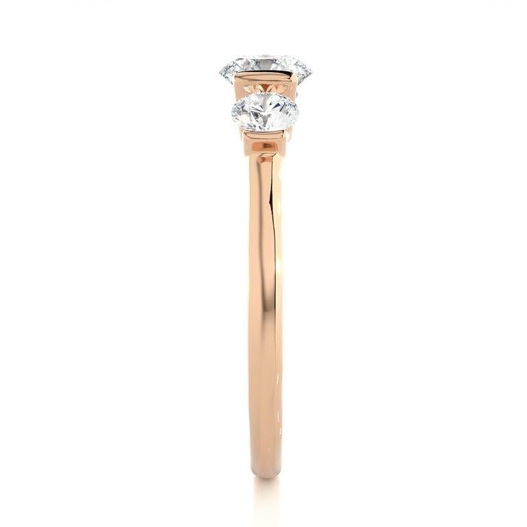 For Sale:  Rose Gold Plated Sterling Silver Moissanite Three Stone Ring Gift for Mom Gift 5