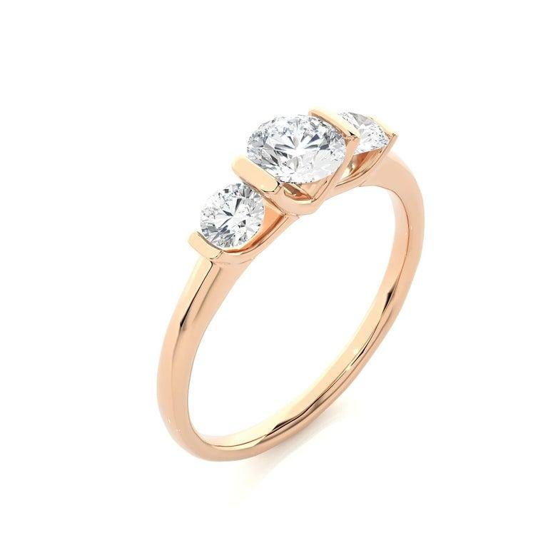 For Sale:  Rose Gold Plated Sterling Silver Moissanite Three Stone Ring Gift for Mom Gift 6