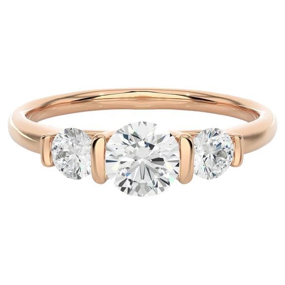 Rose Gold Plated Sterling Silver Moissanite Three Stone Ring Gift for Mom Gift