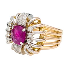 Rose Gold, Platinum Diamond Ring, 1.68 Carat Ruby