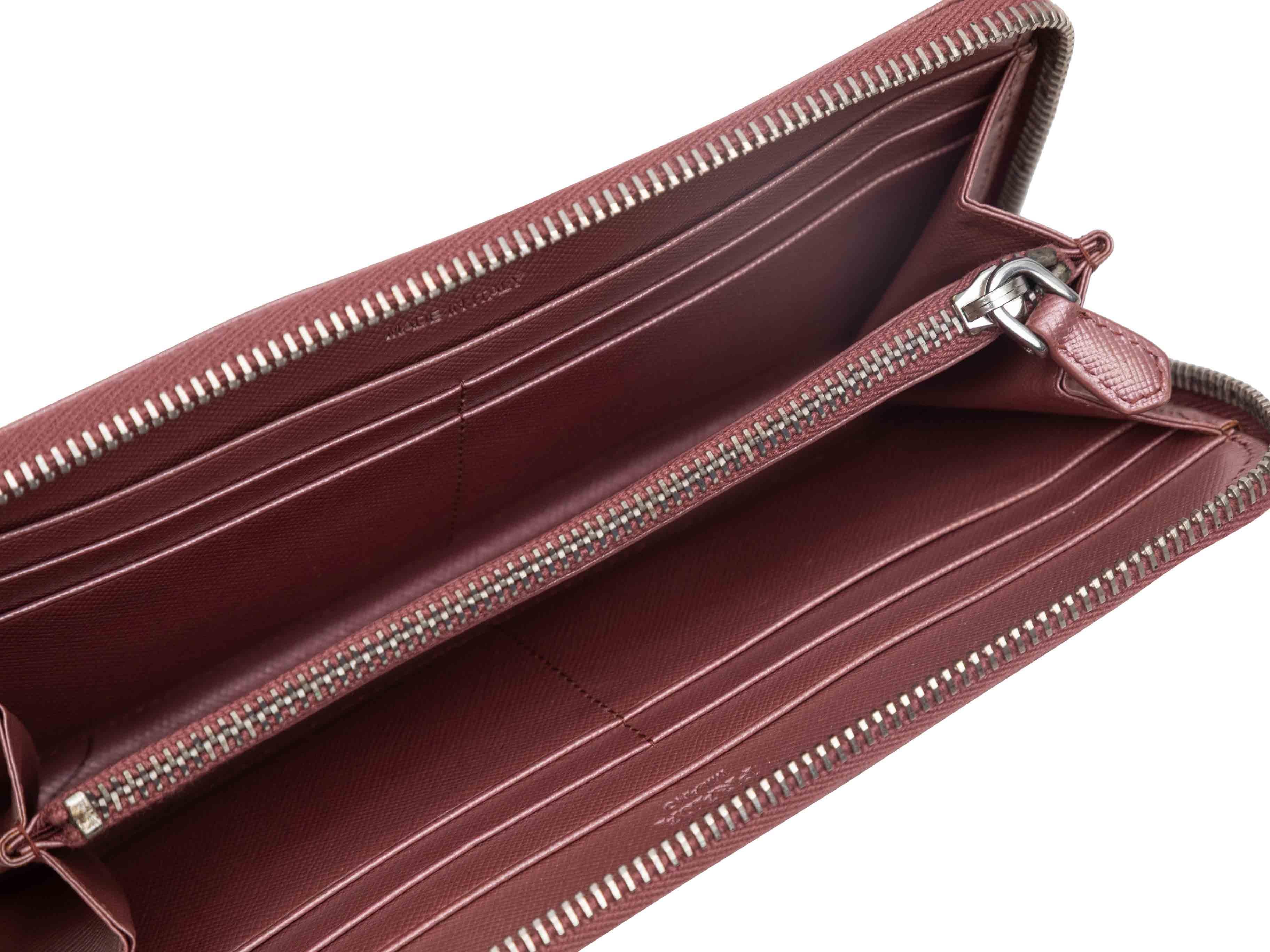 Rose Gold Prada Saffiano Leather Continental Zip Wallet in vendita 1