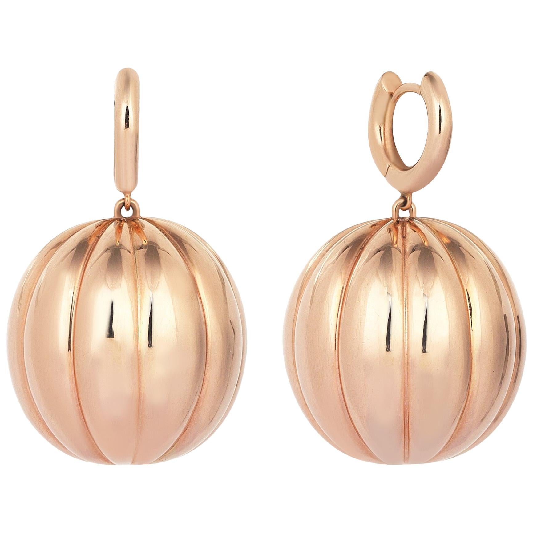 Rose Gold Pumpkin Earrings For Sale