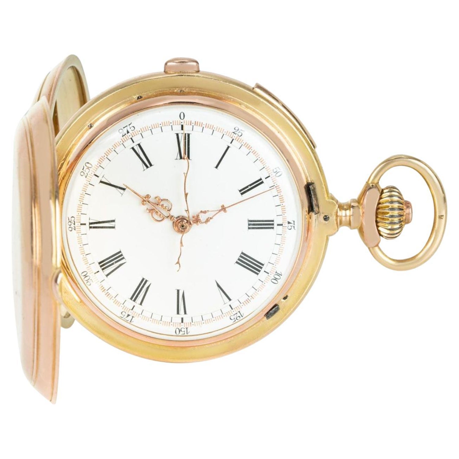 French Rose Gold Antique Verge Quarter Repeater Pocket Watch