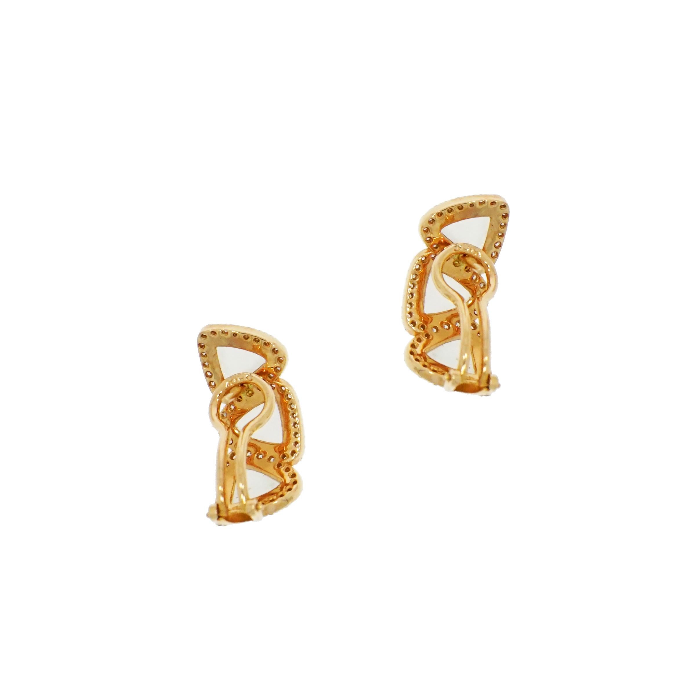 Artist Rose Gold Quartz and Diamond Earrings