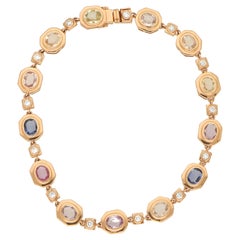 Rainbow Sapphire and Diamond Bracelet Set in 18ct Rose Gold