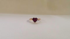 Rose Gold Red Ruby 0.18K Heart Ring Pave Engagement Ring