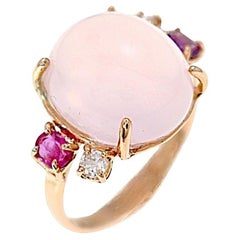 Rose Gold Ring Rose Quarz Red Rubies White Diamonds Botta Gioielli