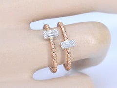 Rose Gold Diamond Ring, 0.25ct Brilliant & Baguette, 18K, Women's
