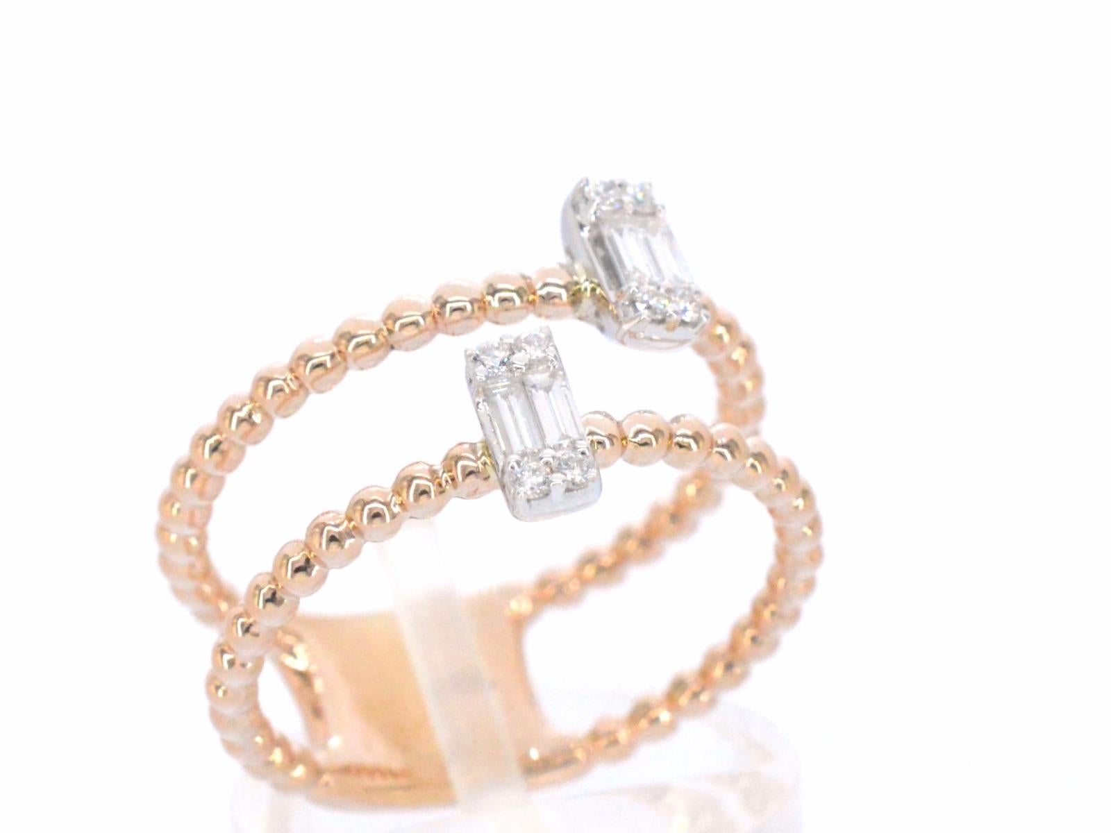 Brilliant Cut Rose Gold Ring Set with Diamonds For Sale