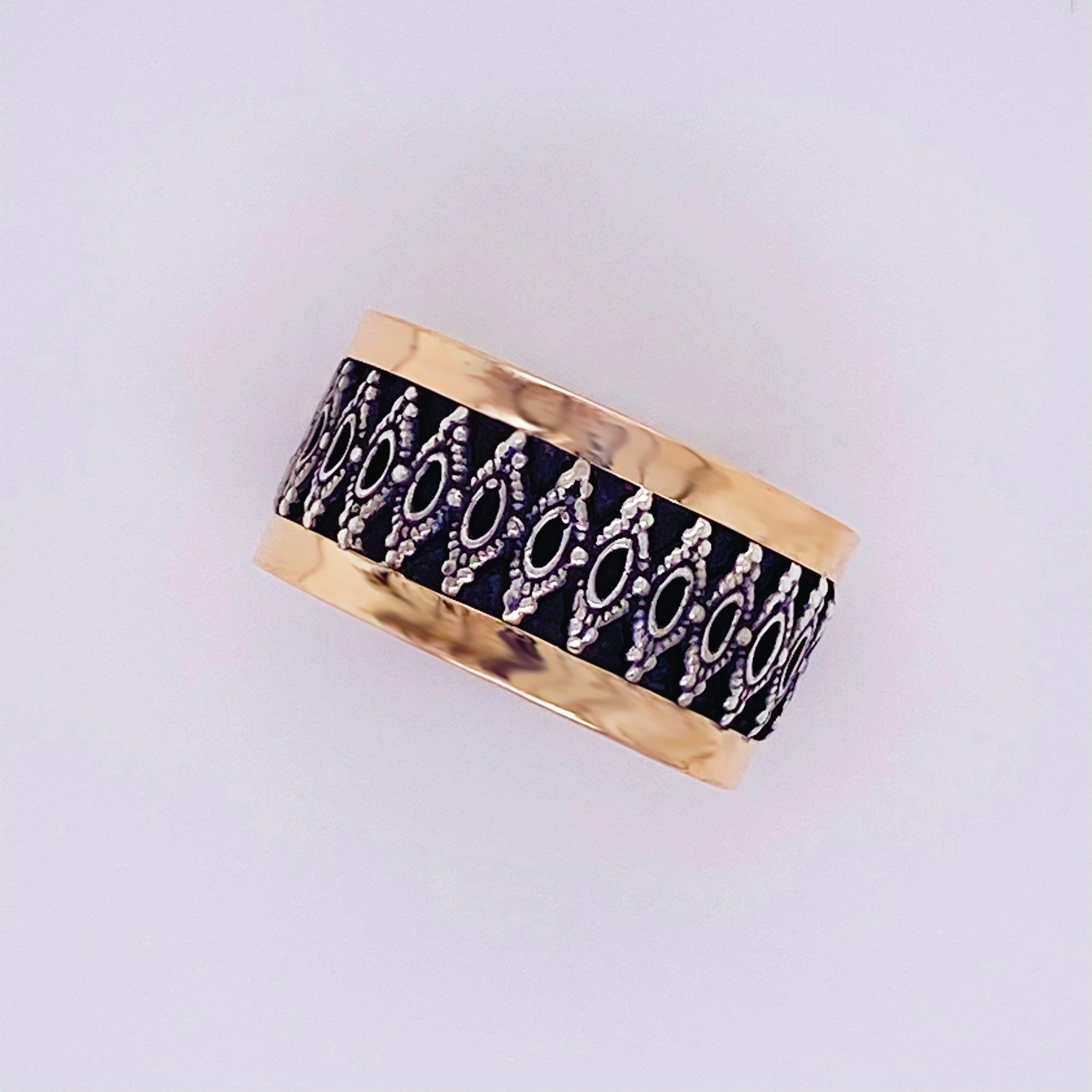 Rose Gold Ring, Sterling Silver, 14 Karat Rose Gold, Band, Mixed Metal In New Condition In Austin, TX