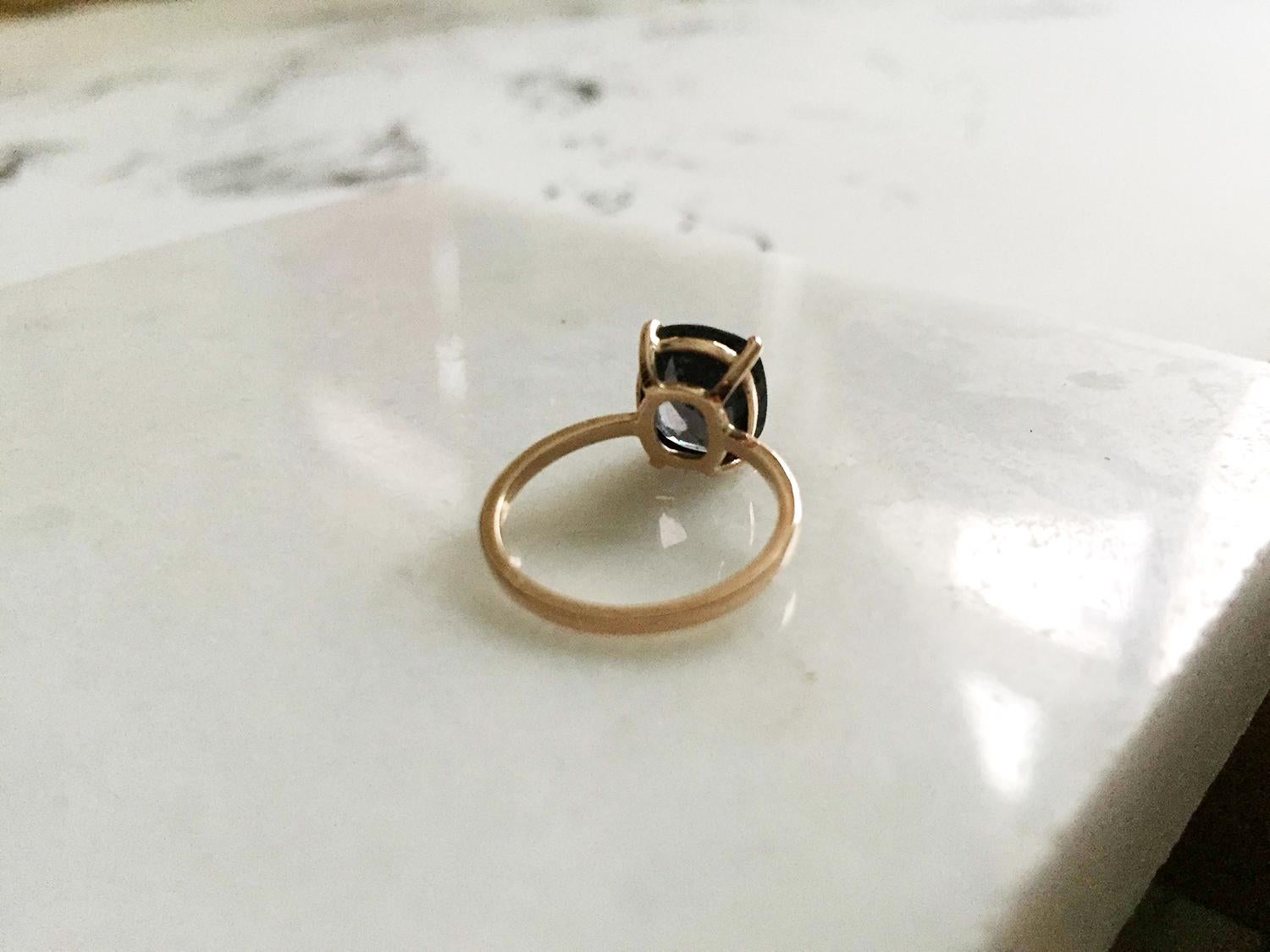 Rose Gold Tea Ring with Purple Spinel For Sale 2