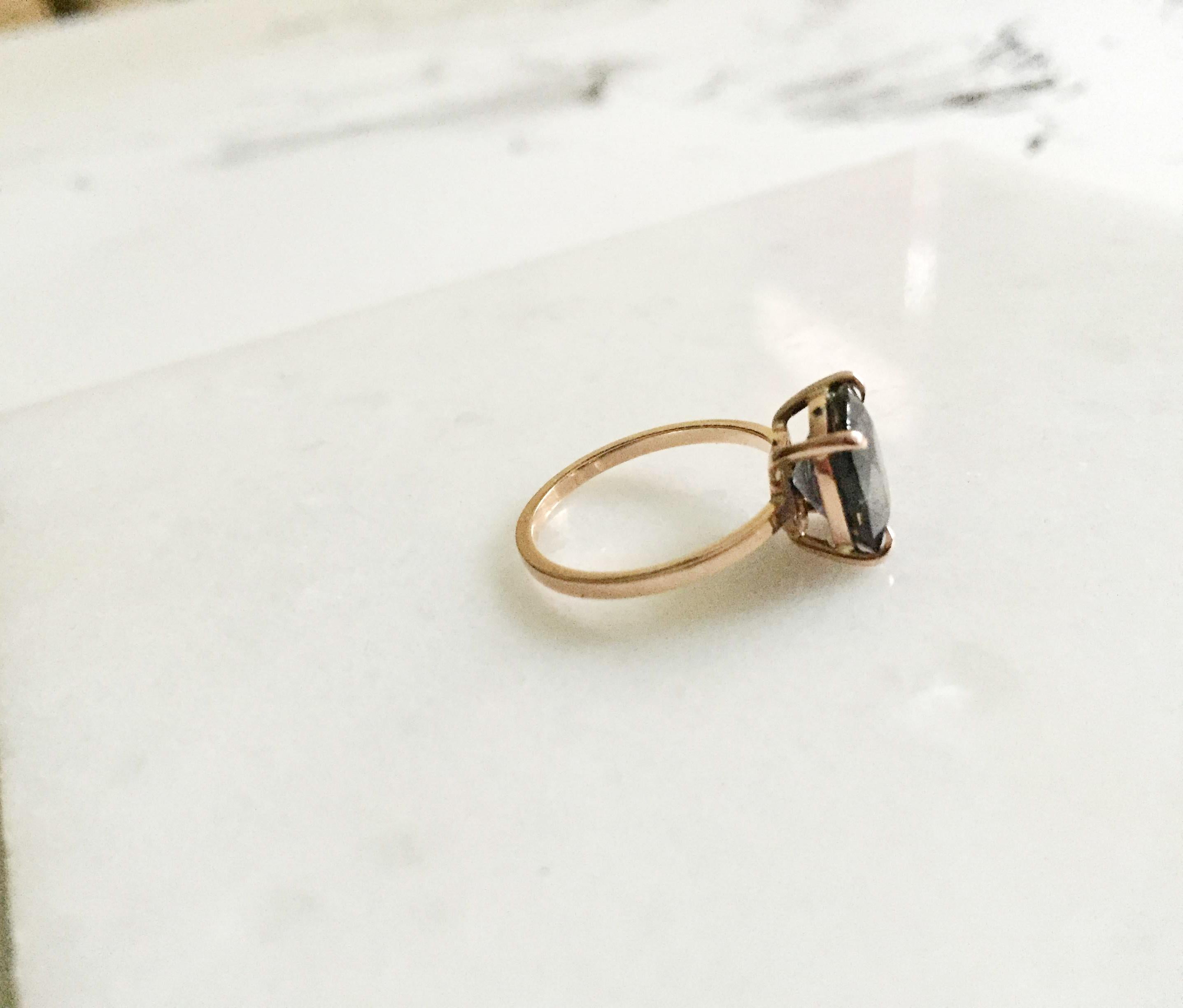 Rose Gold Tea Ring with Purple Spinel For Sale 3