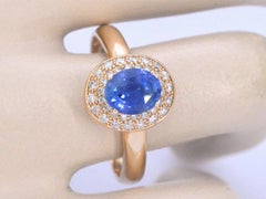 Rose Gold Ring with Sapphire and Diamond