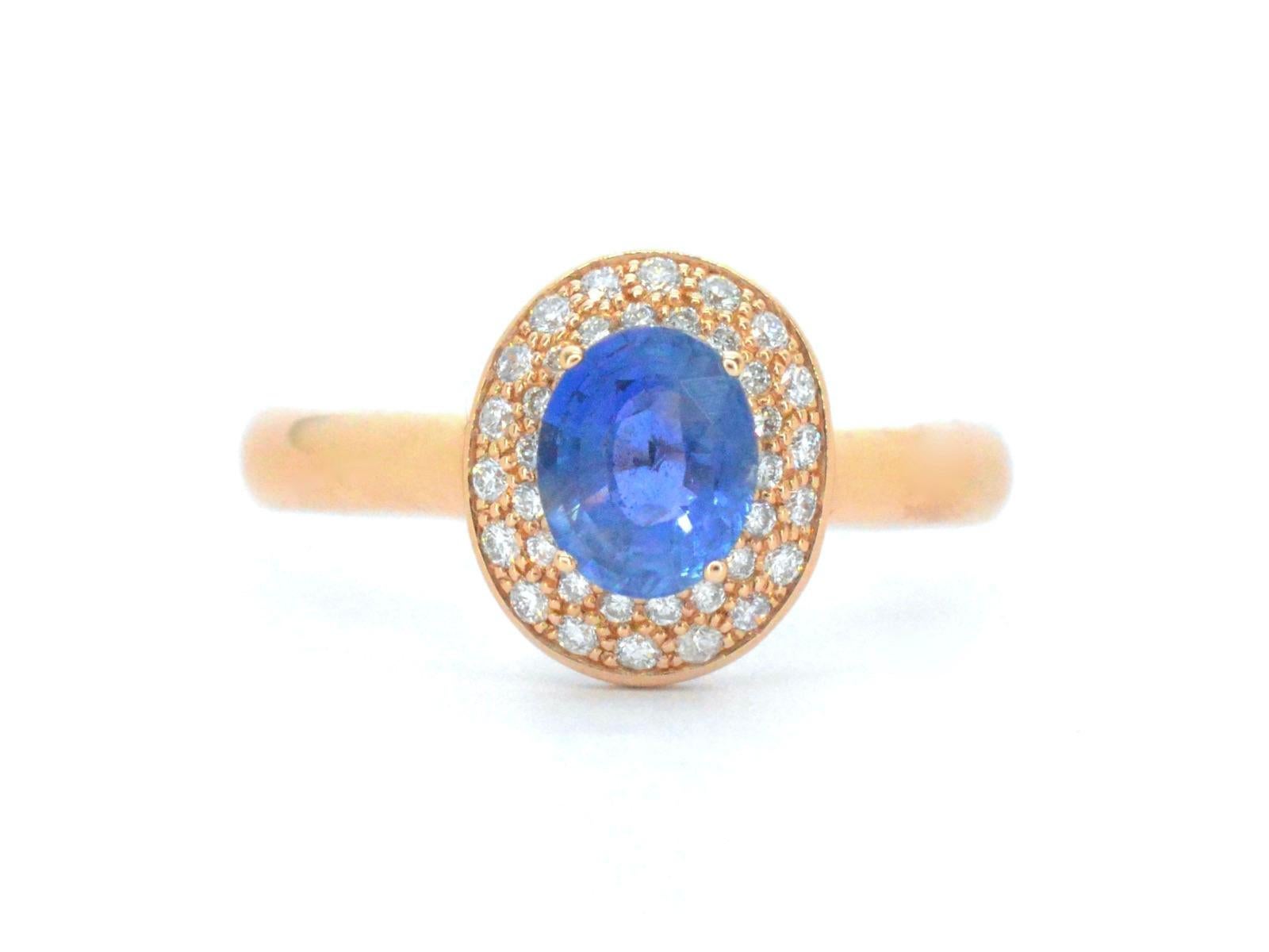 Rose Gold Ring with Sapphire and Diamond In Excellent Condition For Sale In AMSTELVEEN, NH