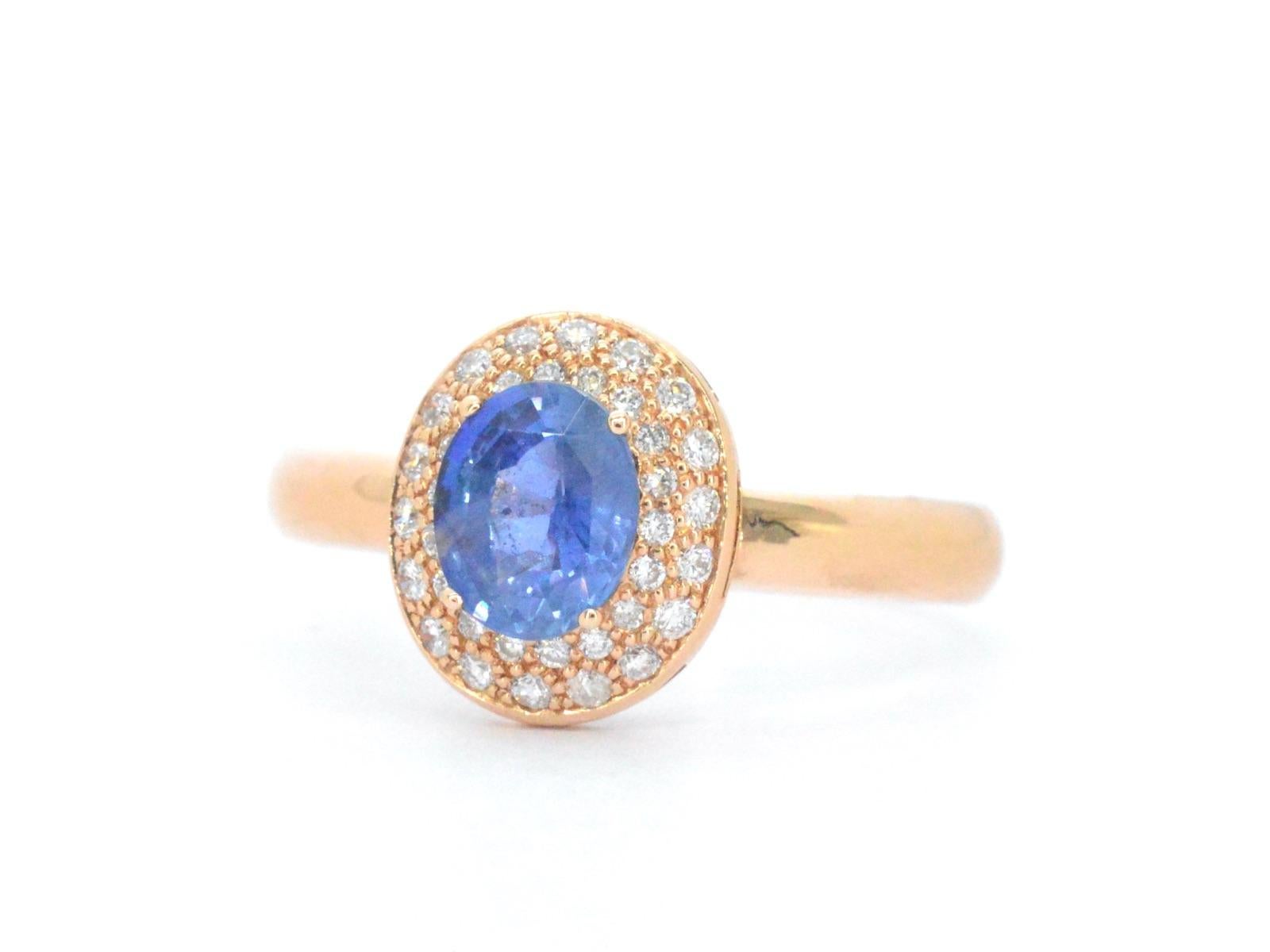 Rose Gold Ring with Sapphire and Diamond For Sale 1