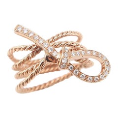 BOON 18K Rose Gold Rope and Diamond Bow Ring 