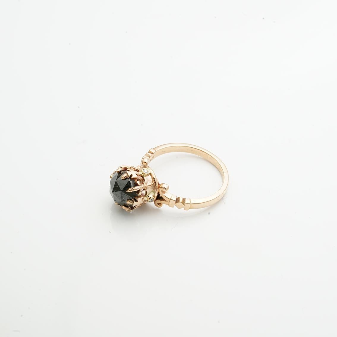 rose gold black diamond ring
