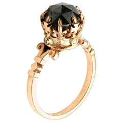 9kt Rose Gold Rose Cut Black Diamond Imperial Crown Ring