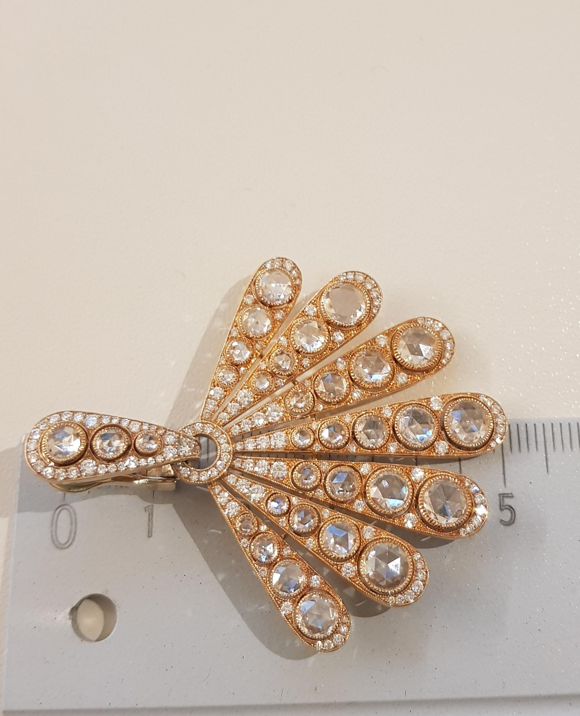 Rose Gold Rose Cut Diamond Cocktail Earring In New Condition For Sale In Findikli, Beyoglu