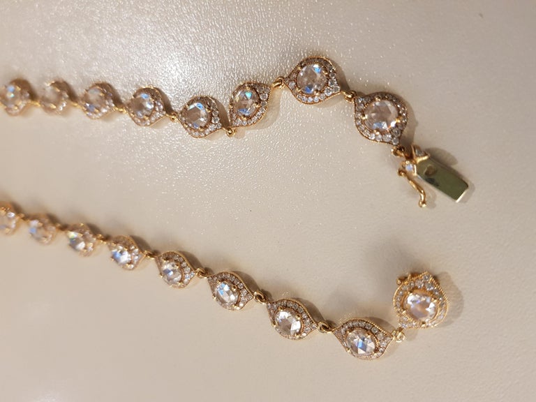 Rose Gold Rose Cut Diamond Cocktail Necklace For Sale at 1stDibs
