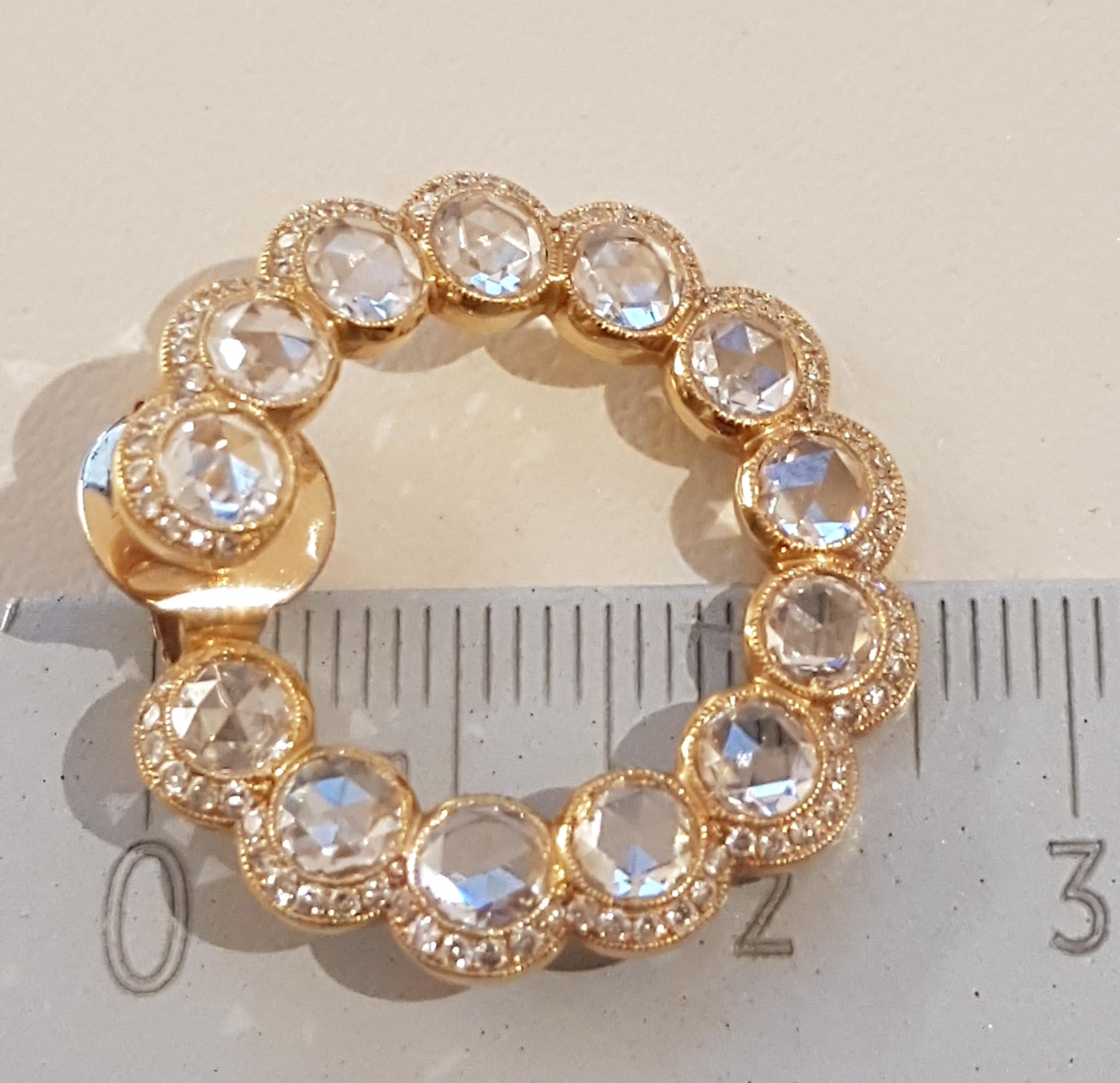 Women's Rose Gold Rose Cut Diamond Hoop Earrings For Sale