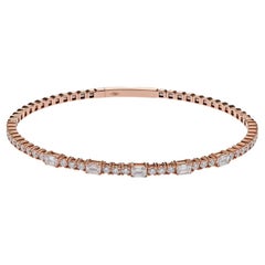 Rose Gold Round and Emerald Cut Diamond Bracelet
