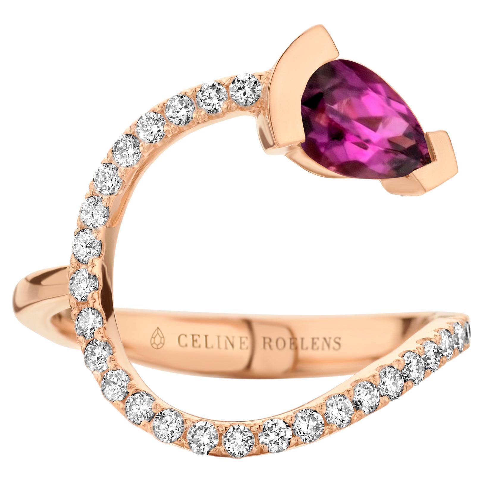 Royal Purple Granat-Diamant-Cocktailring aus Roségold