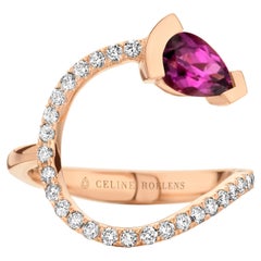 Rose Gold Royal Purple Garnet Diamond Cocktail Ring