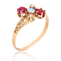 Roségold Rubin und Opal Mode Ring 1,00 Karat