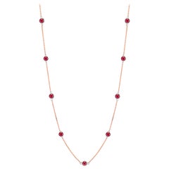 Rose Gold Ruby Bezel Set Pendant Necklace Weighing Two Carat