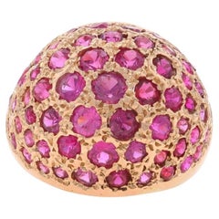 Rose Gold Ruby Cluster Cocktail Dome Ring - 14k Round 2.75ctw
