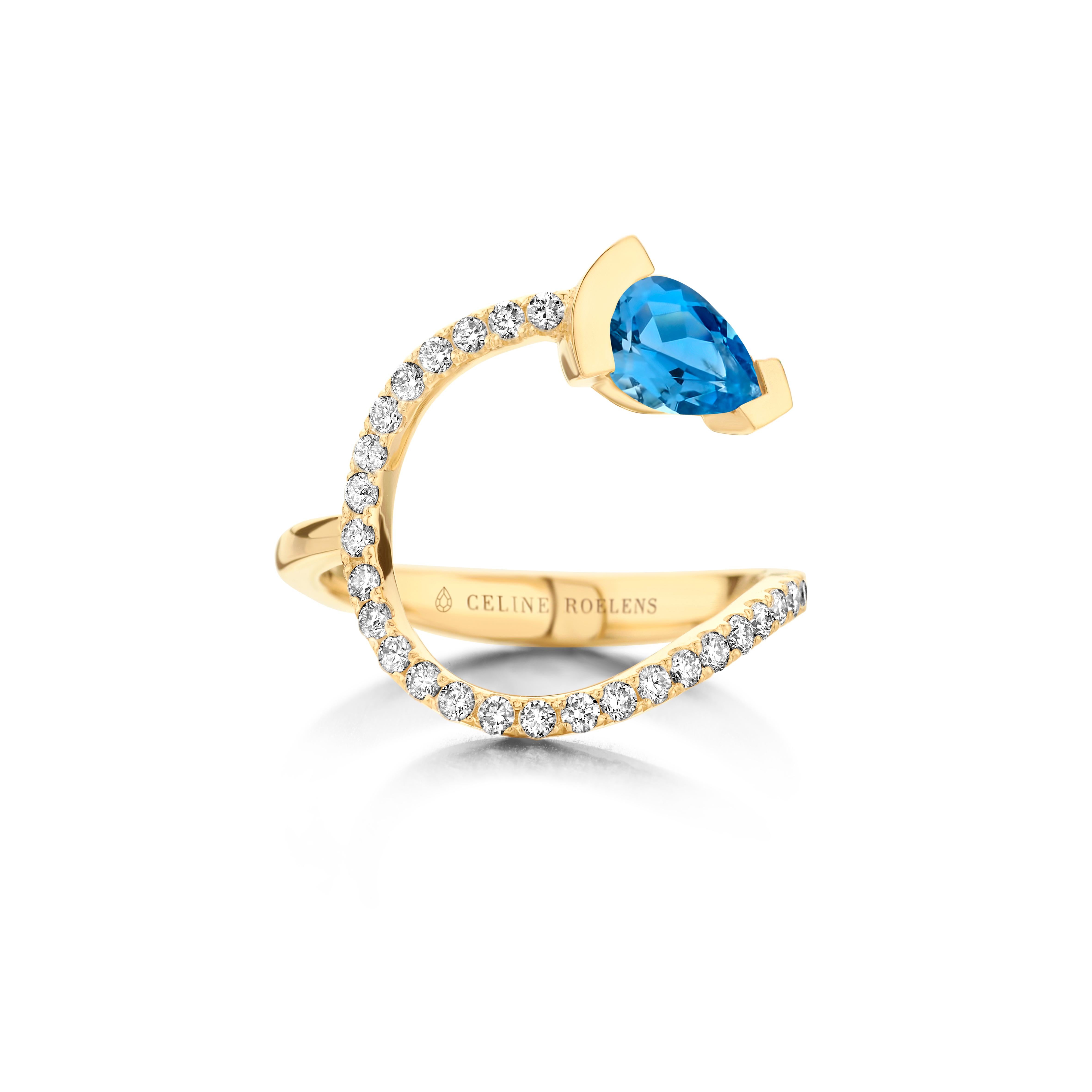 Contemporary Rose Gold Santa Maria Aquamarine Diamond Cocktail Ring For Sale