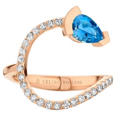 Rose Gold Santa Maria Aquamarine Diamond Cocktail Ring